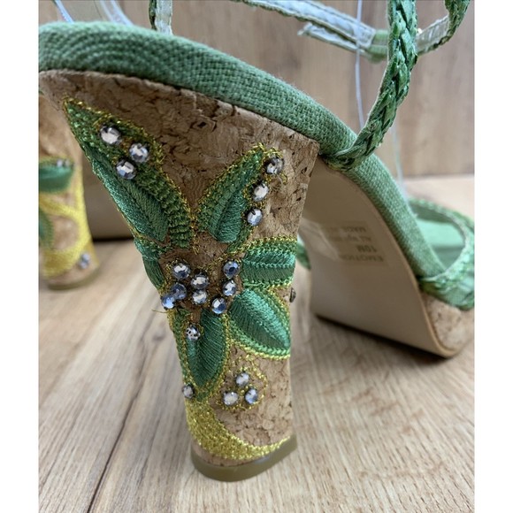 Rampage Emotion Women’s Heeled Sandals Size 10 M Green Rhinestone Embroidered - Picture 16 of 16